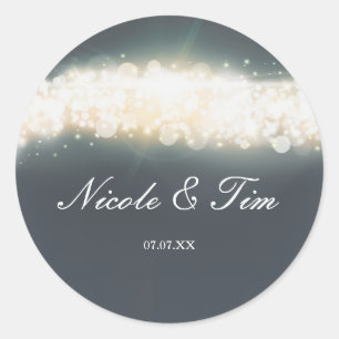 Autocollants de mariage Grey Sparkle Lights Blast