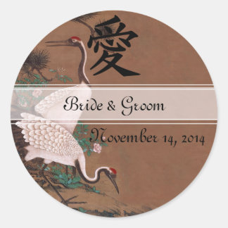 Autocollants de mariage japonais Grues blanches