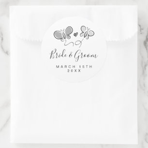Autocollants de mariage jouant avec design papillo