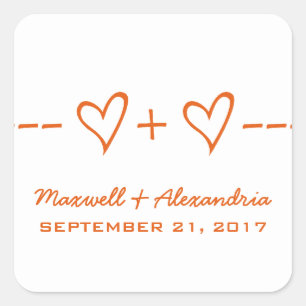 Autocollants de mariage Orange Heart Equation