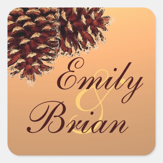 Autocollants de mariage personnalisés de pinecone  (Devant)