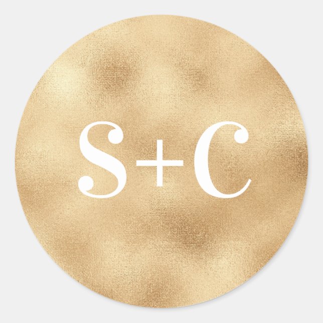 Autocollants de mariage personnalisés Gold Initial (Devant)