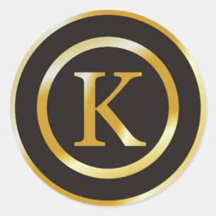 Autocollants de mariage pour monogramme d'or K ini
