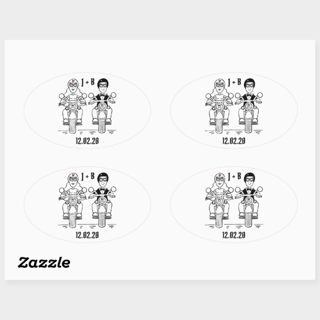 Autocollants de mariage pour motocyclette personna (Feuille)