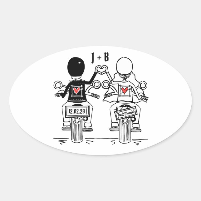 Autocollants de mariage pour motocyclette personna (Devant)