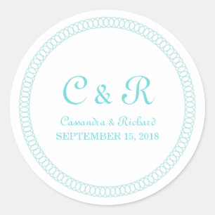 Autocollants de mariage rond entourés d'Aqua