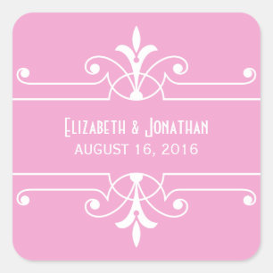 Autocollants de mariage rose fantaisie