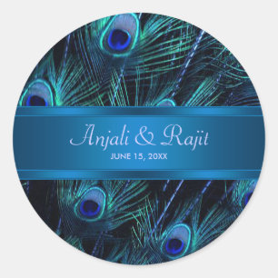 Autocollants de mariage Royal Blue Purple Peacock