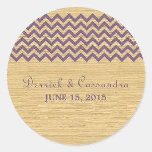 Autocollants de mariage violet rustique Chevron