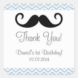 Autocollants de Merci d'anniversaire de moustache