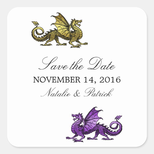 Autocollants de mise en garde Dragon Violet Or (Devant)