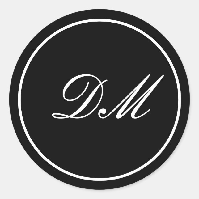 Autocollants de monogramme personnalisés noir blan (Devant)