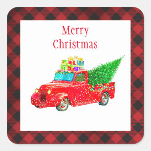 Autocollants de Noël - Camion rouge