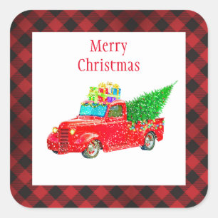 Autocollants de Noël - Camion rouge