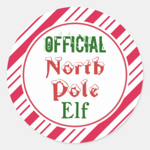 Autocollants de Noël drôles d'elfe du Pôle Nord of