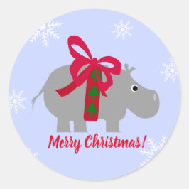 Autocollants de Noël en papier Hippopotame de Noël