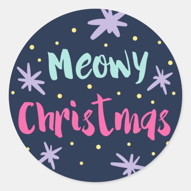 Autocollants de Noël Meowy | Rose à la menthe (Devant)