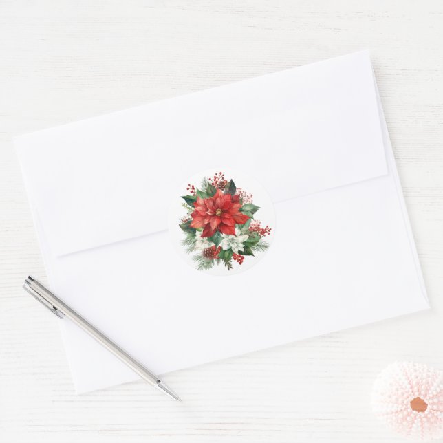 Autocollants de Noël Poinsettia (Enveloppe)