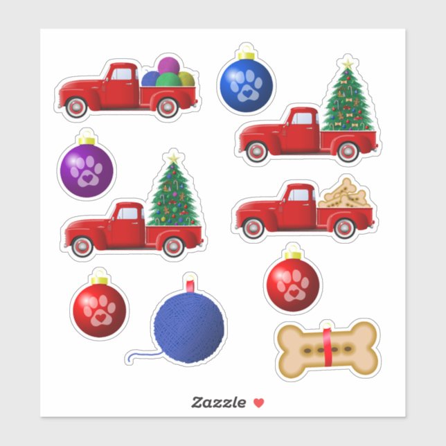 Autocollants de Noël pour petit camion rouge avec  (Feuille)
