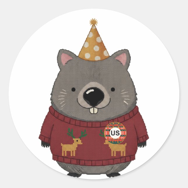 Autocollants de Noël Pull Ugly Wombat (Devant)