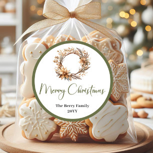 Autocollants de nom de Noël neutres pastel doux