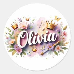 Autocollants de nom de princesse florale personnal