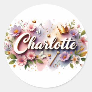 Autocollants de nom floraux de princesse personnal