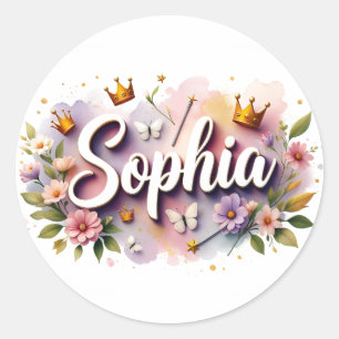 Autocollants de nom floraux de princesse personnal