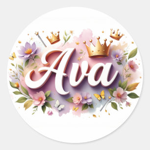Autocollants de nom floraux de princesse personnal