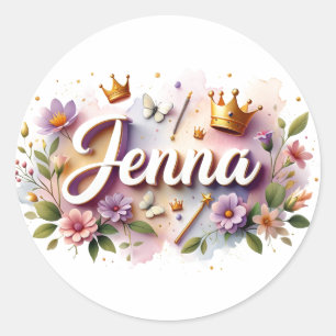 Autocollants de nom floraux de princesse personnal