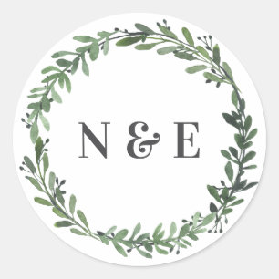 autocollants de nom mariage fleuri à aquarelle feu