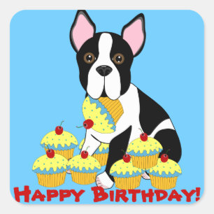 Autocollants de petits gâteaux de Boston Terrier