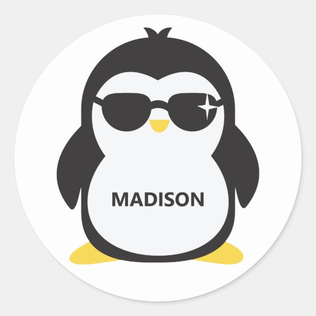 Autocollants de pingouin cool de nom personnalisé (Devant)
