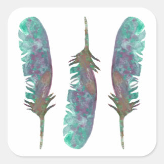 Autocollants de plume à l'aquarelle