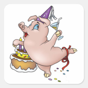 Autocollants de porc d'anniversaire