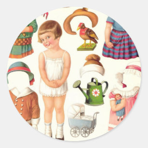 Autocollants de poupée de papier de petite fille