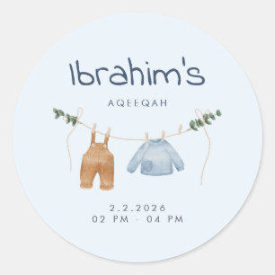 Autocollants de remerciement Aqiqah pour bébé garç