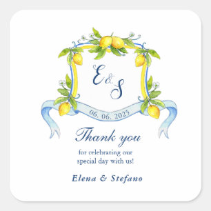 Autocollants de remerciement de mariage à monogram