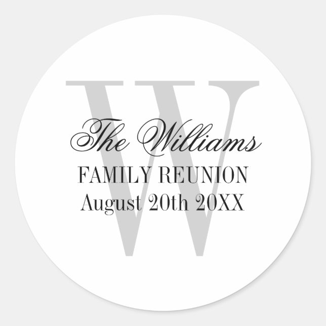 Autocollants de réunion de famille avec monogramme (Devant)