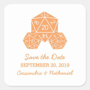 Autocollants de sauvegarde de date Orange D20 Dice
