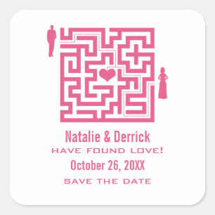Autocollants de sauvegarde de date Pink Love Maze
