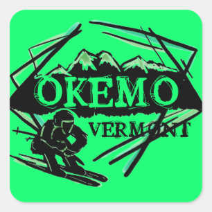 Autocollants de ski de montagne vert Okemo Vermont