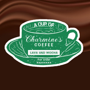 Autocollants de tasse de café verts modernes pour