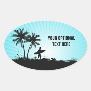 Autocollants de texte personnalisés de Beach Surfe