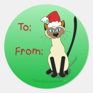 Autocollants d'étiquette de cadeau de Noël de chat