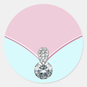 Autocollants Diamant Rose Télè Bleu Élégants