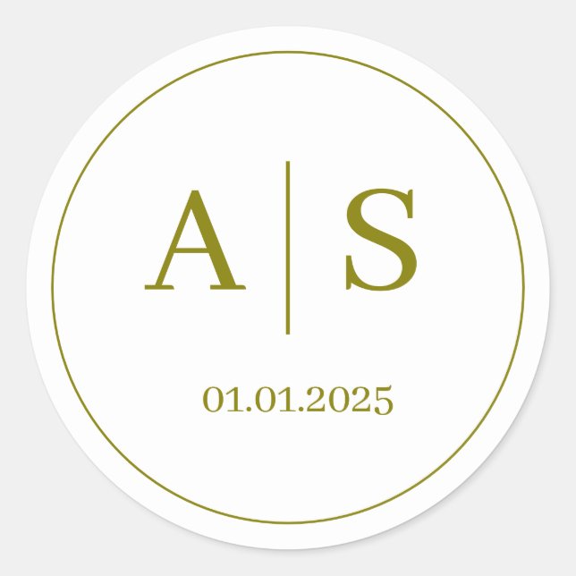 Autocollants d'initiales de monogramme de mariage, (Devant)