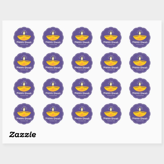 Autocollants Diwali personnalisés pour pack cadeau (Feuille)