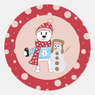 Autocollants d'ours blanc et de bonhomme de neige