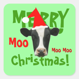 Autocollants drôles de vache à Joyeux Noël